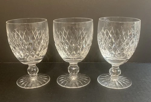 VNTG Waterford Crystal BOYNE Set of 3 Claret Wine 5.25"- Made inIreland-Pristine