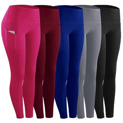 MARKENLOS Damen Yoga Leggings Mit Taschen Gym Sporthosen Laufhosen Leggins Jogginghose DE