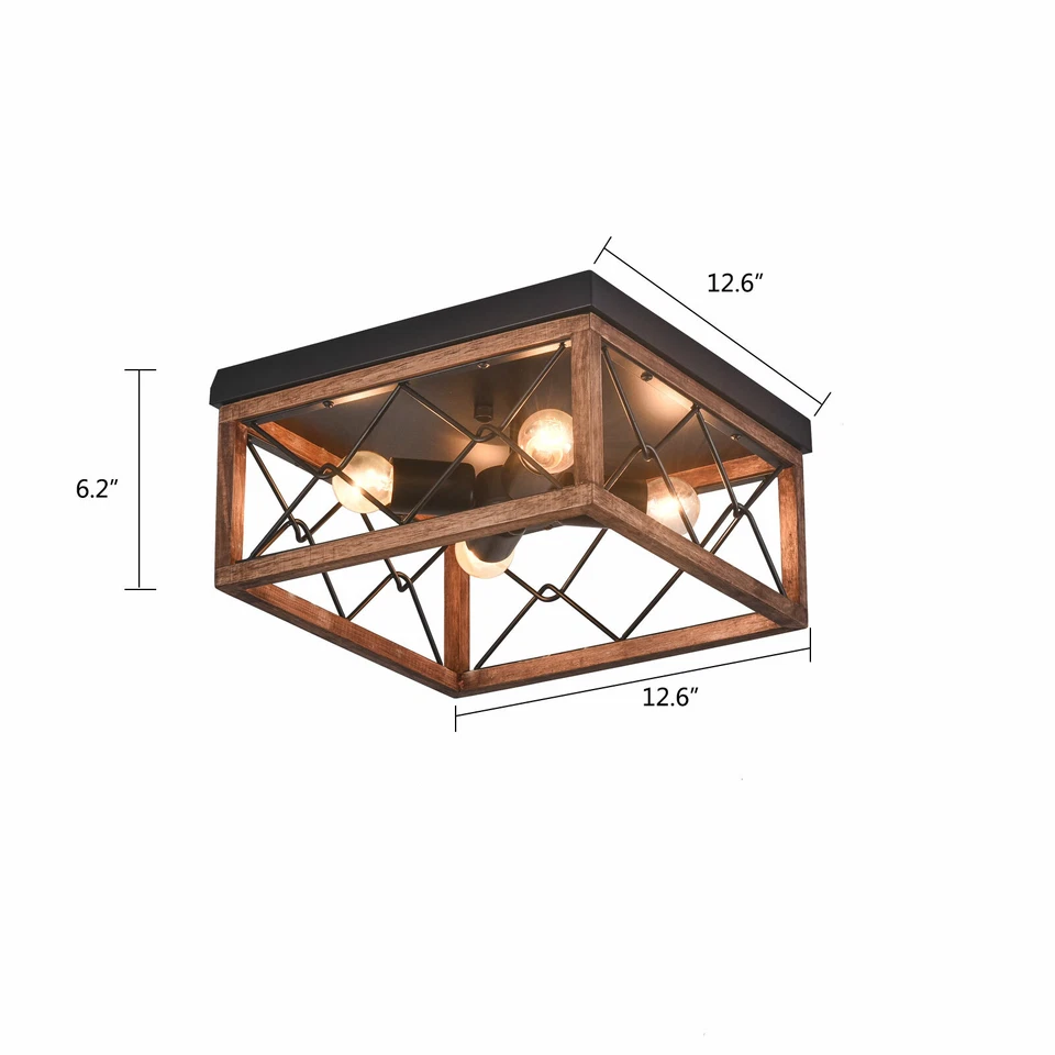 Lámpara de techo industrial rústica de montaje empotrado para granja de 4 luces NUEVO Foto 4 de 4