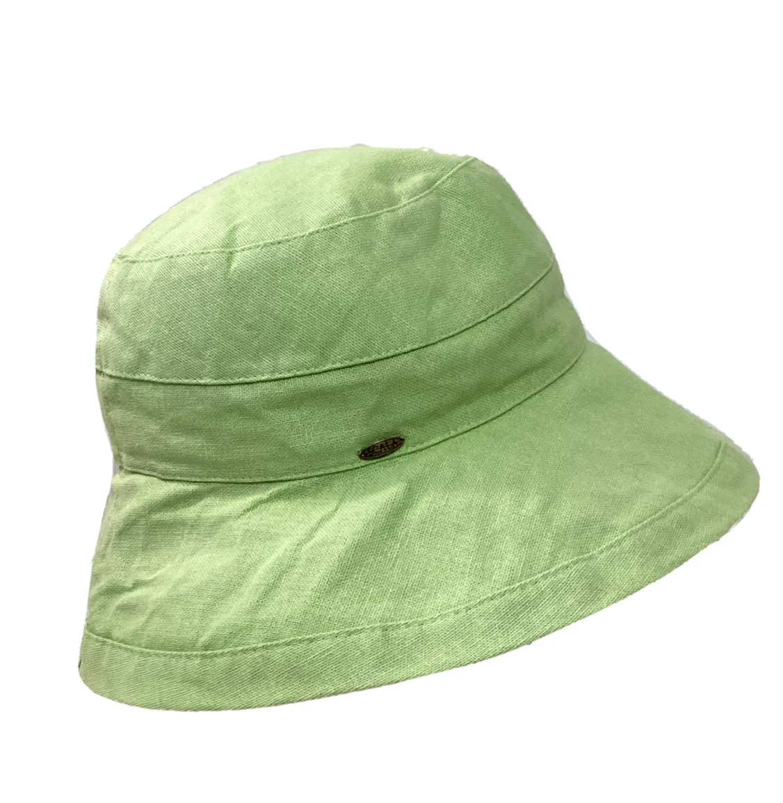 SCALA LIME GREEN WOVEN COTTON SUN HAT, OS, 22  CIRCUMFERENCE