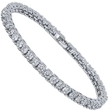 Tennis Bracelet  Diamonique CZ 12ct 4mm 18k White Gold Plated sz 7.5''  inch