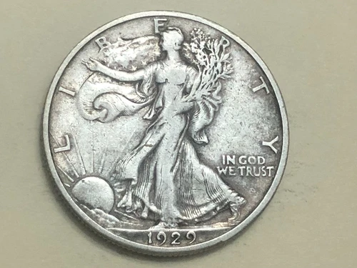 1929-S WALKING LIBERTY silver U.S. half dollar. XF. #rd2