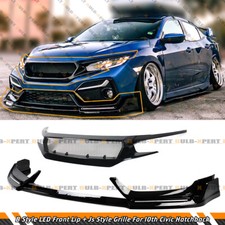 For 16-21 Honda Civic Blz Style Led Front Bumper Lip J Style Performance Grill For 16-21 Honda Civic Blz Style Led Front Bumper Lip J Style Performance Grill