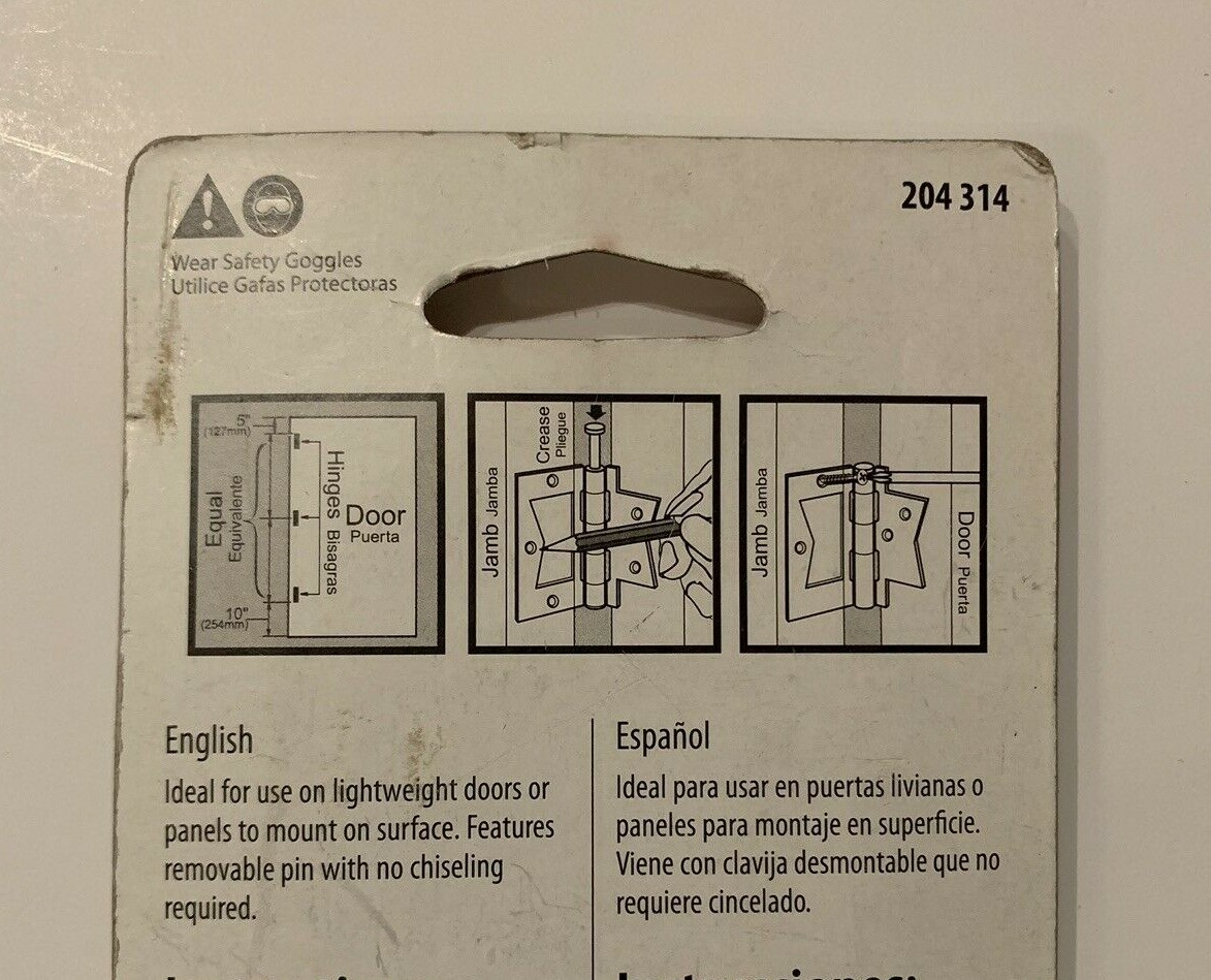 Everbilt Non-Mortise Hinges 2-PK Bright Brass Finish 2 1/2 "  15088 New