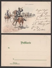 Old Germany Military Postcard – Seeger Art Set – Artist Signed C. Becker, Horses