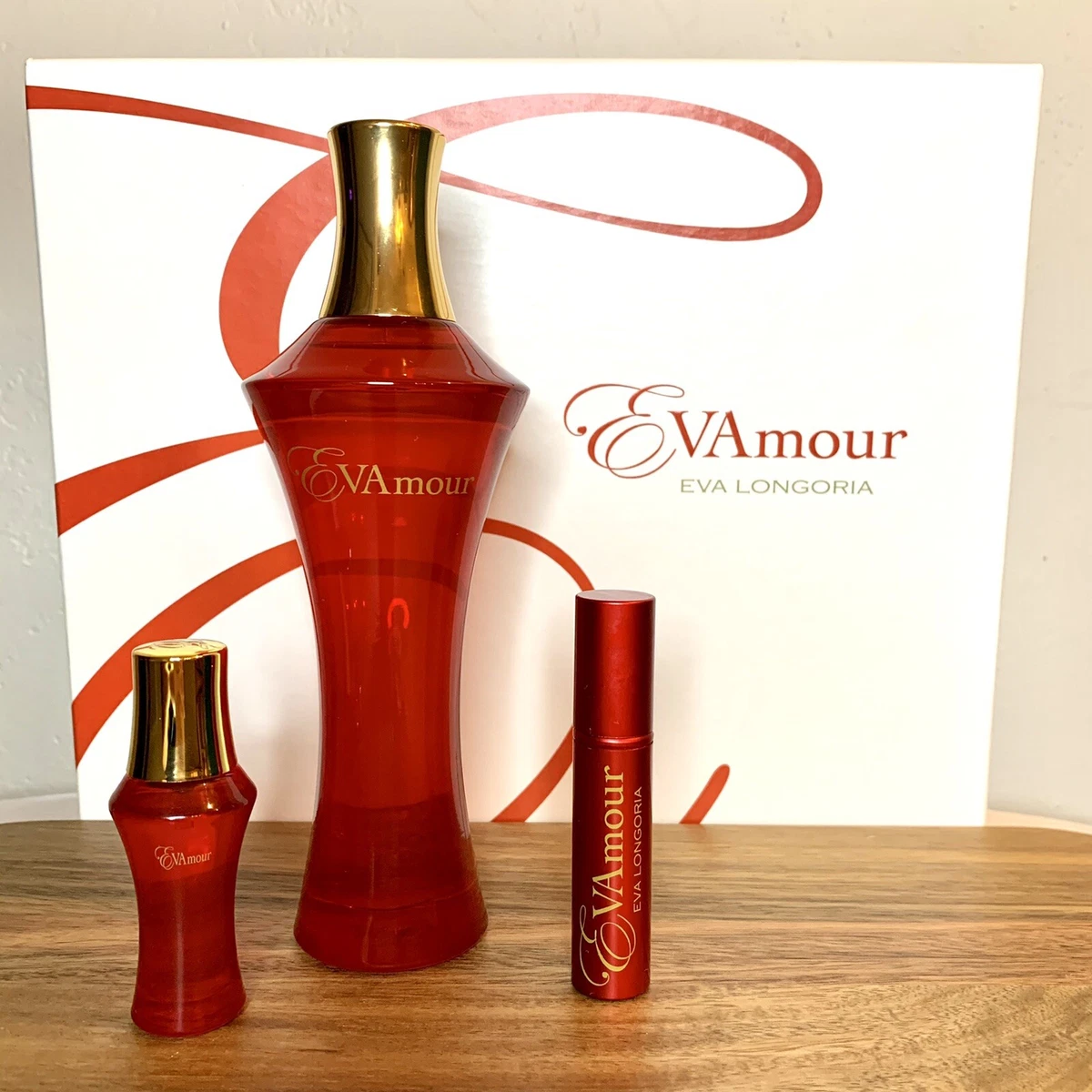 Evamour by Eva Longoria perfume Set women 3.4 oz .25 Oz And .25 Roller NWOB