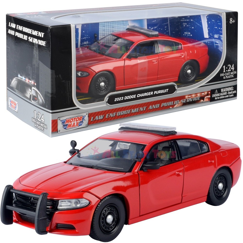 2023 Dodge Charger Police Car Red with Lightbar 1/24 Diecast by MotorMax 76996