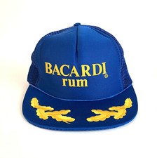 Vintage 80s Bacardi Rum Trucker Snapback Cap Medium Large Blue VTG Hat
