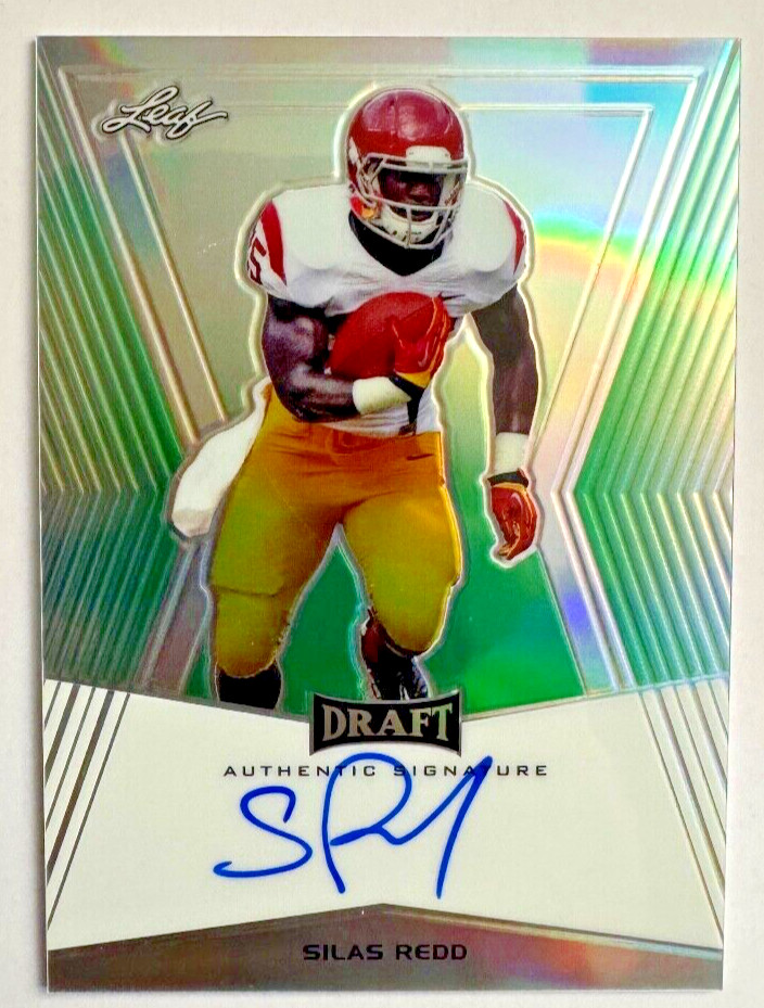 Silas Redd 2014 Leaf Metal Draft GREEN PRISMATIC RC AUTO USC Trojans #'d /10