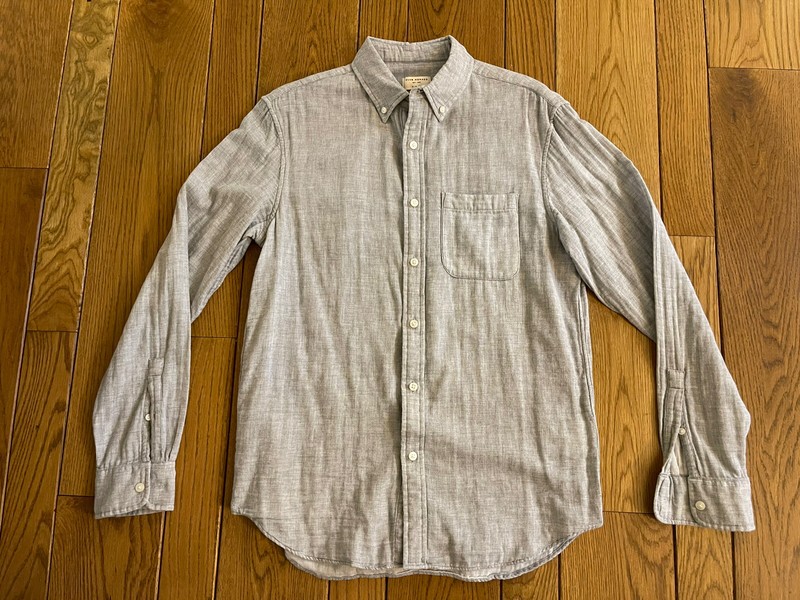 CLUB MONACO Light Gray Cotton Double Face Gauze Pocket Button Down Shirt S NWOT