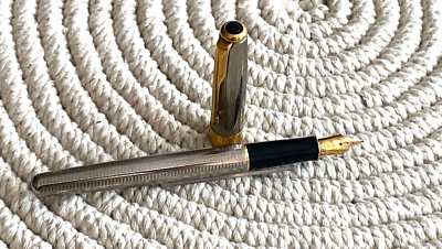 Vintage Parker Sonnet Silver Plated 18k 750 Gold Nib Gilded Trims