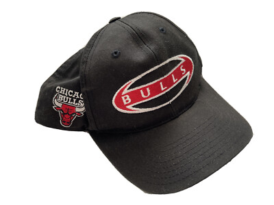 Vintage 90s Annco Chicago Bulls Black Snapback Hat Twill Spell Out 