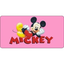 mickey mouse disney on pink metal license plate made in usa