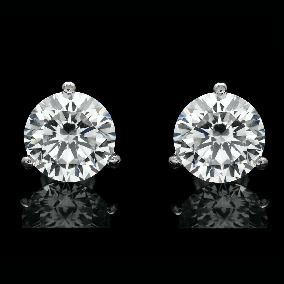 1Ct Lab Created Diamond Solitaire Round Cut Stud Earrings 14K White Gold  Plated
