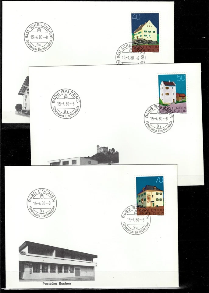 Liechtenstein 1978 ☀ Architecture Houses Mi 694/705 ☀ 13 x First day cover - Image 2 of 4
