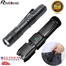 1-4 PCS Tactical LED Flashlight Clip Mini Penlight Pocket Portable Torch Lamp US