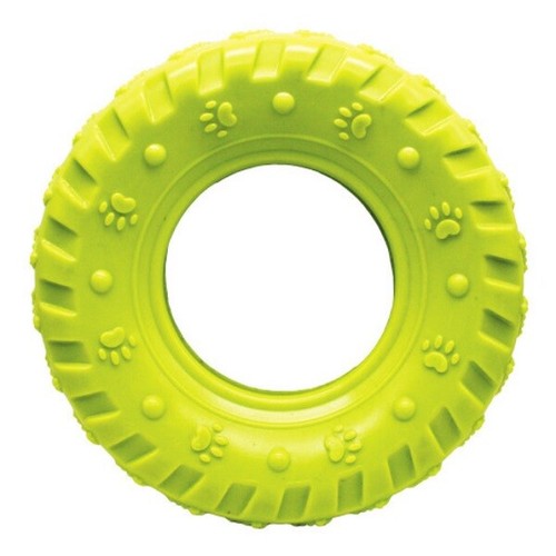 Grrrelli Rubber Dog Toy Tough Treat Dispensing Tyre Tug Rope Throw & Fetch Play - Picture 3 of 15