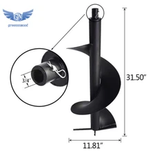 New 12" Earth Auger Drill Bits for Gas Powered Post Fence Hole Digger 3/4" Shaft