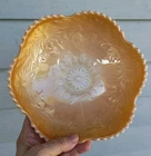 Antique Carnival Glass Westmoreland Daisy Wreath Bowl Marigold Over Milk Glass