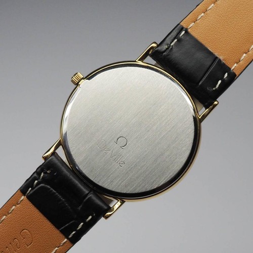 Omega De Ville Vintage Blanc or Rond Noir Ceinture Quartz Montre Hommes Original - Photo 8 sur 9