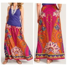 Soft Surroundings Marguerite Maxi Skirt SZ L Bohemian Artsy Colorful