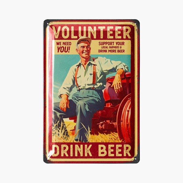 Lanolu Blechschild Volunteer Beer Kneipe Humor Retro - 20X30Cm-image