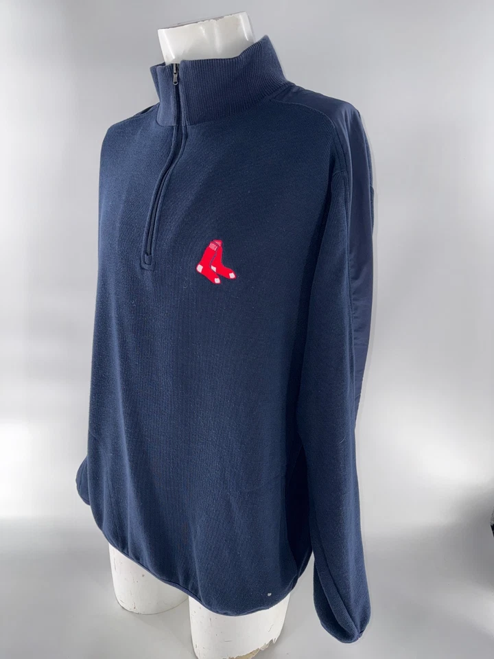 Antigua Boston Red Sox 1/4 Zip Pullover Men XL Navy Blue Cotton Poly YGI J5-13 - Image 4 of 4