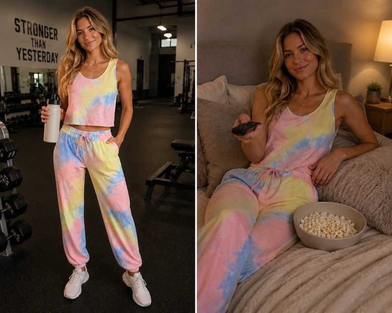 New With Tags NWT Tie Dye Set Pastel Crop And Sweatpants SO SOFT Medium