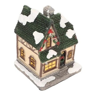  LED Lighted Christmas Village House, Log Cabin Tabletop Display, Snowy Type B