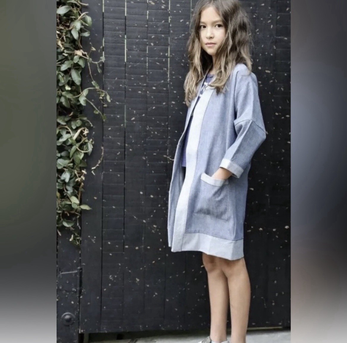Neve & Hawk Kids Denim Kimono Jacket Size S | Japanese Style Chambray Chore Coat