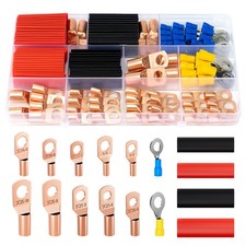 130 Pcs Copper Wire Lugs Battery Terminal Connectors Battery Cable Ends