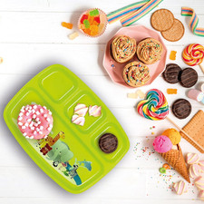 Toddler Plates With Dividers - Set of 4 Kids Plates with 4 - Compartment Brig...