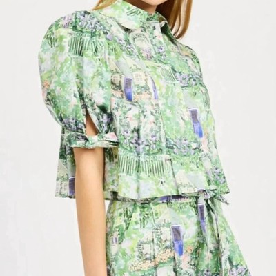 En Saison Molly Puff Sleeve Blouse 100% cotton Sz Small NWOT