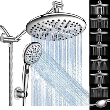 10in High Pressure Rain Shower Head with Handheld Spray Combo Adjustable Arm