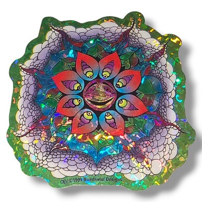 Vintage 90s Y2K Buddhaful Mandala Prism Holographic Vending Machine Sticker NOS
