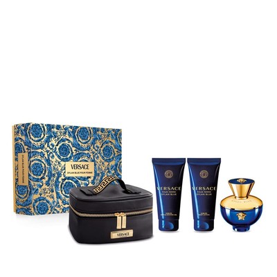 Versace Dylan Blue 4 Pc Set for Women EDP 3.4 + BSG 3.4 + BL 3.4 + Clutch Bag
