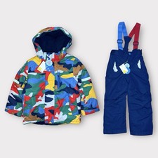 Mini Boden Colorful Camo Snow Ski Jacket Blue Bib