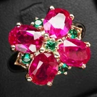 Floral Pink Rubellite Tourmaline Rare 6.05Ct 925 Sterling Silver Rose Gold Rings