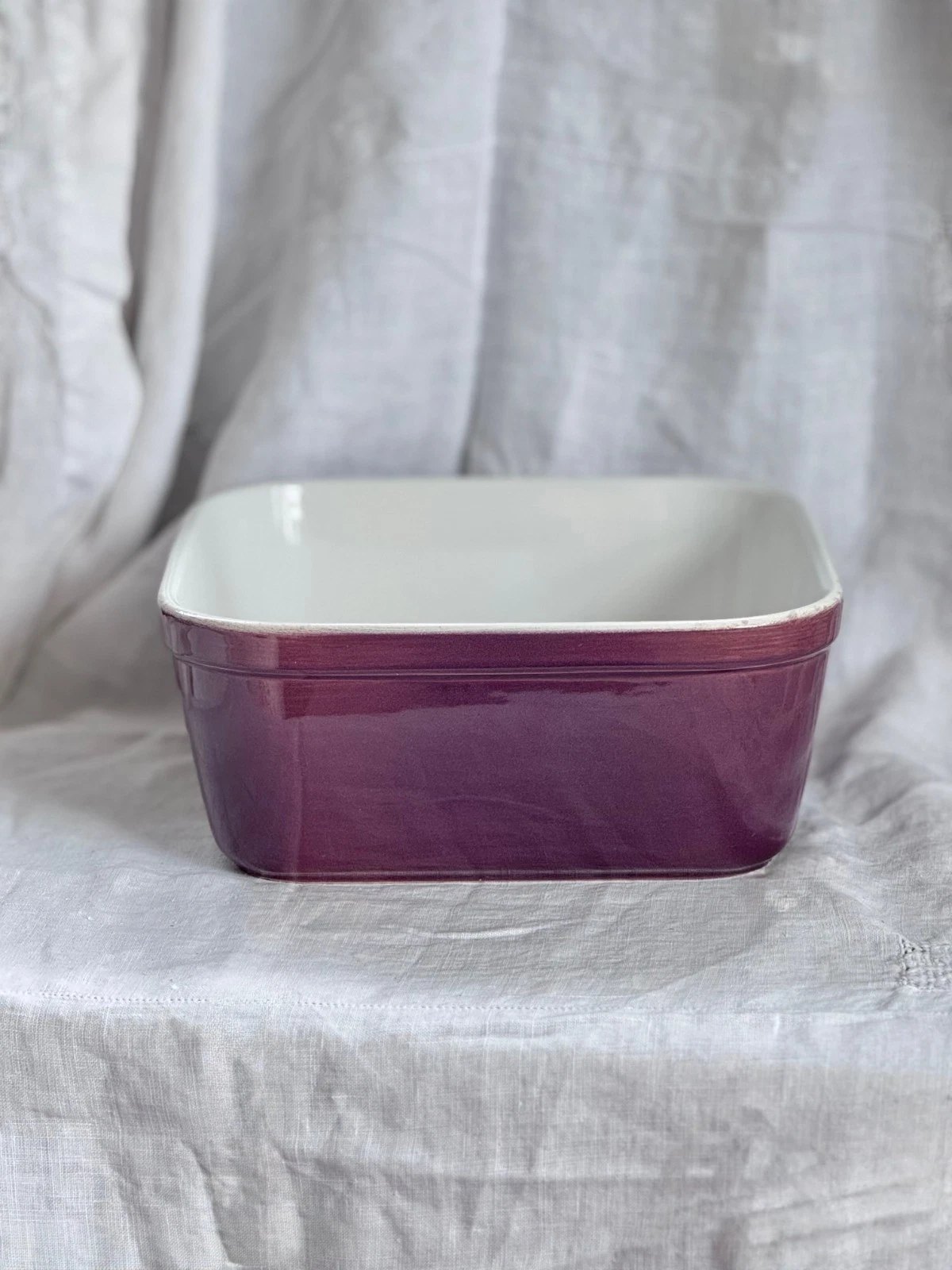 French Eggplant Stoneware 8" Square Baking Dish Deep Casserole Made in France