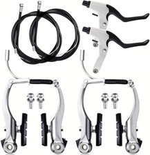 Complete Bike Brake Set, Black Front and Rear Bike MTB Hybrid Brake Inner and Ou