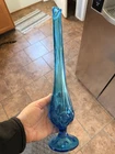 vintage cobalt blue glass vase - Starburst Design - Fenton?