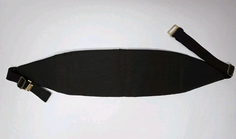 Mel Howard Satin Black White Geometric Cummerbund Adjustable Made In USA Vintage - Image 2 of 3