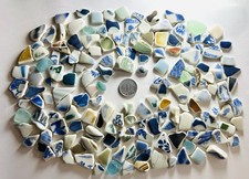 japanese sea glass Surf-Tumbled Colorful pottery  Tile 210g