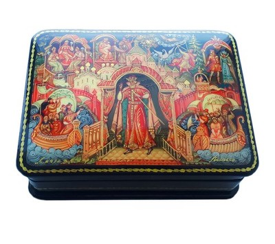 Russian Lacquer Box Fedoskino Jewelry Box Gift Box Fairy Tale of Tsar Saltan