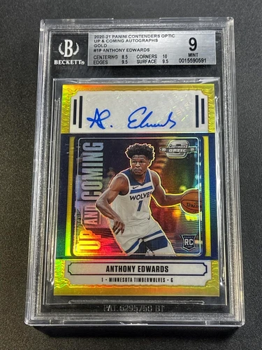 ANTHONY EDWARDS 2020 PANINI CONTENDERS OPTIC GOLD AUTO ROOKIE RC /10 BGS 9 POP1