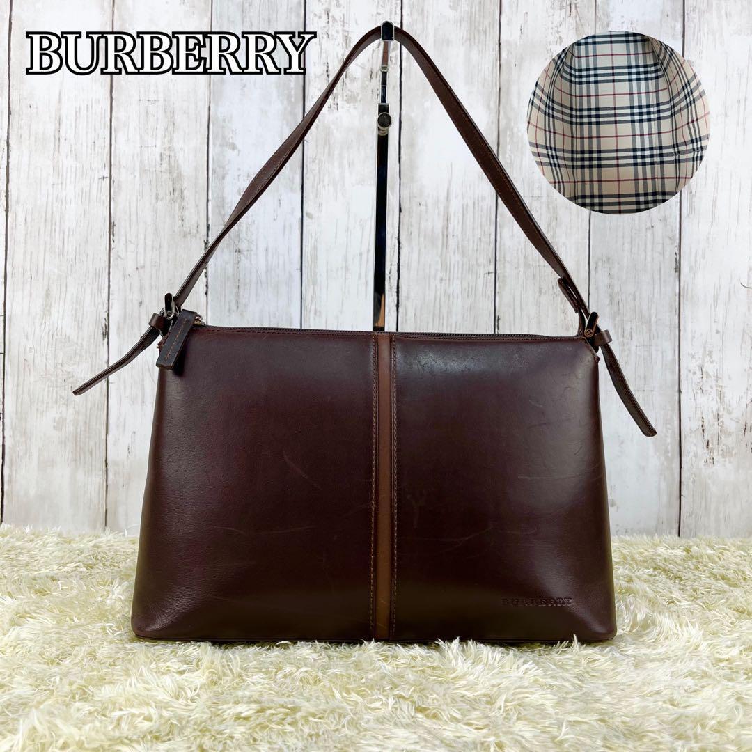 Burberry Shoulder Bag Nova Check Zipper Leather
