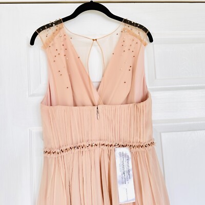 NWT BcbgMaxazria Blush Pink Nude Silk Chiffon Swarovski