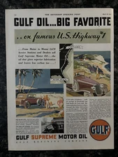Gulf Motor Oil supreme refining co. famous U.S. highways Vintage Print Ad 1931