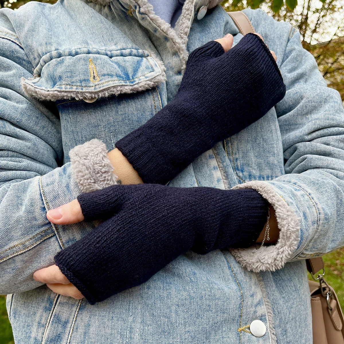 Pure Cashmere Fingerless Gloves Womens Soft Warm Arm Warmers for XMAS Gift  Idea