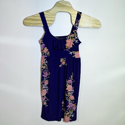 Dana Bushman Women s S Purple Rayon Floral Mini Dress